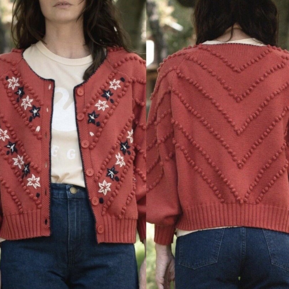 The Great Meadow Bobble Cardigan Sweater Knit Crochet Cardigan Sweater - Picture 8 of 11